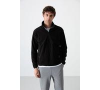Tommy Life Men's Slim Fit Half-zip Plush Sweatshirt in Black | Size: 2XL Tommy Life Black 2XL