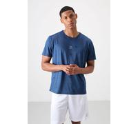 Tommy Life Men's Solid Bird's Eye Crew Neck T-Shirt in Blue | Size: Small Tommy Life Blue S