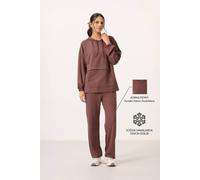 Tommy Life Women's Oversized Hooded Sweatshirt & Wide-Leg Pants Set in Brown | Size: Large Tommy Life Brown L