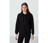 Tommy Life Womens Oversized Hooded Sweatshirt With Pocket - Black - Size Medium