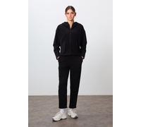 Tommy Life Womens Oversized Hooded Zipper Tracksuit Set - Black - Size X-Large