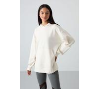 Tommy Life Womens Oversized Printed Hooded Sweatshirt - Off-White - Size Small