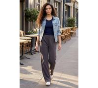 Tommy Life Women's Textured Wide Leg Palazzo Pants with Drawstring Waist in Dark Grey | Size: Large Tommy Life Dark Grey L