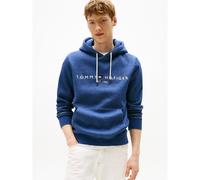 Tommy Logo Hoodie with Embroidered Logo in Cotton Mix indigo