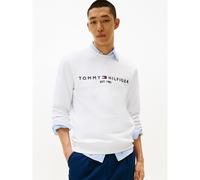 Tommy Logo Sweatshirt with Crew Neck in Organic Cotton Blend White