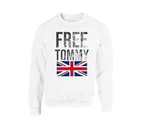 Tommy Robinson surrender Sweatshirt,Free Speech UK Justice Protest' Men's Jumper Unisex kids adult(3XL, White)