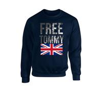 Tommy Robinson surrender Sweatshirt,Free Speech UK Justice Protest' Men's Jumper Unisex kids adult(L, Navy)