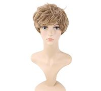 Tommy Tubbo Wigs Men's Short Blonde Mixed Curly Synthetic Hair Cosplay Wigs + Wig Cap