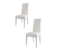 Tommychairs - Set of 2 chairs LUISA suitable for kitchen, dining room and restaurant, structure in wood of beech painted white and an upholstered seat covered in artificial leather colour white