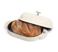TOMO Cast Iron Oval Bread Oven, 10" x 6.5" - Rustic Dutch Oven Bread Cloche with Steam Circulating Lid for Perfect Sourdough