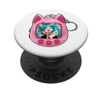 Tomonyachi Cat Girl Y2K Anime Neko Pink Tamagotchi Vapour PopSockets Adhesive PopGrip
