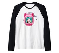 Tomonyachi Cat Girl Y2K Anime Neko Pink Tamagotchi Vapour Raglan Baseball Tee