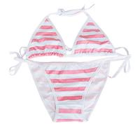 TOMORI Japanese Style Cute&Sexy Stripe Bikini for Cosplay, Pink, One Size