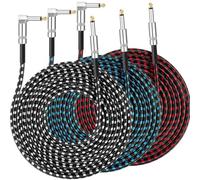 Tomorotec 3-Pack Guitar Cable 3M 10ft, Braided 1/4" Jack Lead for Bass/Amp