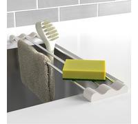 Tomorotec Adjustable Over-The-Sink Kitchen Rack for Dishcloths, Sponges, Bottles and Brushes - Heat-Resistant Stainless Steel with Slim, Expandable Design and Multifunctional Silicone Holder