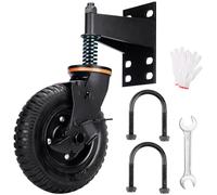 Tomorotec Heavy-Duty 8-Inch 360° Rotation Gate Wheel with Shock Absorption and Sealed Bearing, Reinforced Bracket, Easy Installation for Various Door Frames, Wear-Resistant Rubber Tires (with Brake)