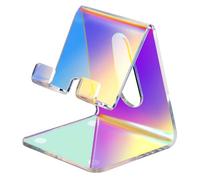 Tomorotec Iridescent Acrylic Cell Phone Stand, Portable Phone Holder for Desk Non-Slip Desktop Smartphones Holder Compatible with iPhone Samsung Galaxy Pixel Phone Cradle Dock Home Office