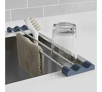 Tomorotec Over-The-Sink Kitchen Rack for Dishcloths, Sponges, Bottles, and Brushes - Heat-Resistant Stainless Steel, Expandable Design, and Multifunctional Silicone Holder