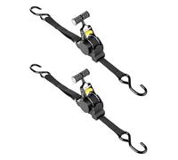 Tomorotec Retractable Ratchet Straps, 1-Inch x 10-Foot Heavy-Duty Tie Downs for Truck, Quick-Release and Telescopic Design, 500 lbs Working Load, 1200 lbs Break Strength, 2-Pack Cargo Straps