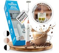 Tomorrow is Today Milk Frother Rod Including Matcha Mixer Attachment - Electric Milk Frother - Matcha Broom - Your Frother for Ideal Foam Enjoyment (Cream-Rose)