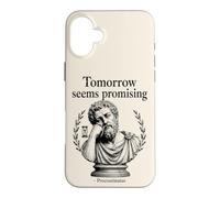 Tomorrow Seems Promising Procrastinatus Philosophy Humor Case for iPhone 16 Plus