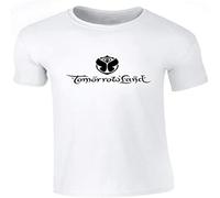Tomorrowland Short Sleeve T-Shirt Adult Cool Printed Men's Tees Pure Color Printing Tees White L