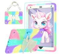 TOMORRY for iPad 9th/8th/7th Generation Case 10.2" with Tempered Glass Screen Protector,Unicorn Stand & Pencil Holder Shoulder Strap,Shockproof for iPad 10.2 Case 2021/2020/2019 Kids (Colourful)