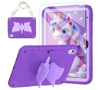 TOMORRY for iPad (A16) 11th Generation 11 Inch 2025/iPad 10th Generation Case 10.9 Inch 2022 with Tempered Glass Screen Protector,Unicorn Stand,Shoulder Strap,for iPad 10 Case Kids Girls (Dark Purple)