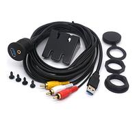 Tomost 3 RCA and USB 3.0 Male to USB3.0 and 3.5mm Female AUX Car Mount Flush Cable 3RCA Dashboard Panel Mount Extension Cord for Car Boat Motorcycle - 2M/6.6ft