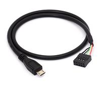 Tomost 9 Pin USB Motherboard Female Header to Micro USB Male Adapter Dupont Extender Cable,Micro Male to 10Pin Female USB Dupont Cord (50 cm /1.6 FT)