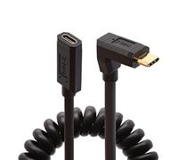 Tomost Coild USB C Extension Cable,90 Degree USB C Coiled Spring Spiral 90 Degree Angle USB Type C Male to Female Extension Charing & Sync Cord Compatible with 4K Video/Notebook/Dock (1.8 Meter)