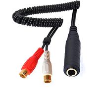 Tomost Coiled 6.35mm to 2RCA Cable Adapter, RCA to 1/4" TRS Stereo Cable Spring 6.35mm 1/4 inch TRS Female to 2RCA Female Phono Audio Y Splitter Cable Adapter(80cm/2.6ft) (2RCA Female)