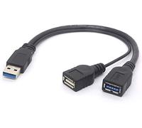 tomost USB 3.0 Female Splitter Cable - USB3.0 Male to Dual USB Female Extra Power Extension Cord Y Adaptor for 2.5" Mobile Hard Disk 25cm(1 Male To 2 Female)