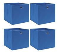 Tomostar Foldable Storage Box Set of 4, Cube Storage Basket Bin Cloth Organiser 4 pcs Blue 32x32x32 cm Fabric