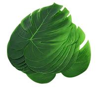 Tomotato 12Pcs Artificial Palm Leaves, 35x29cm Soft Fabric Tropical Party Decorations Table Runners Placemats for Hawaiian Jungle Theme Home Décor