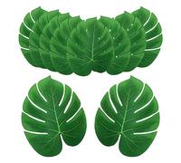 Tomotato 12Pcs Artificial Palm Leaves 35x29cm, Soft Fabric Tropical Table Runners Placemats Reusable Centerpiece for Hawaiian Jungle Theme Party, Home Decor, Weddings & Daily Meals