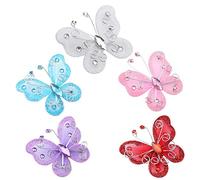 Tomotato 24pcs Sheer Mesh Butterflies Mesh Wire Glitter Butterflies Wedding Party Clothing Decoration DIY Supplies(White)