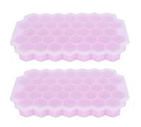 Tomotato 2pcs Pink Silicone Ice Cubes Tray 37 Grids Comb Shape Mold with Lid