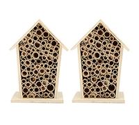 Tomotato 2pcs Wooden Bee House, Small Hanging Insects Nesting Box, Outdoor Bee Shelter Hotel Wood Habitat Box for Garden Yard Patio Decoration, 8x7x12cm