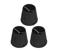 Tomotato 3Pcs Clip On Fabric Lamp Shades, Pleated Barrel Lampshade 3.3x4.7x4.3 Inch, Iron Cloth Light Cover for E14 Candle Bulb Table Lamp Chandelier (Black)