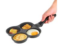 Tomotato 4-Hole Non-Stick Egg Frying Pan, 36.5cm x 19.5cm x 2.5cm, For Eggs, Burgers, Omelette, Pancakes, Small Foods