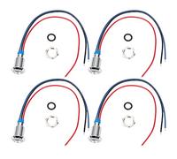 Tomotato 4 Sets LED Indicator Light, 3-6V 10mm Pre Wired 2 Color Common Anode Round LEDs Metal Waterproofs Signal Lamp (Red and Blue)