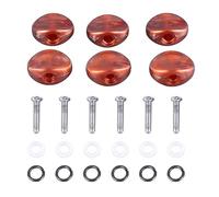 Tomotato 6PCS Electric Guitar Tuning Key Button Machine Head Replacement, Oval Handle Plastic Tuners Peg Buttons Kit with Tools for Guitar Tuner Machine Head Replacement (Coffee)