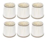 Tomotato 6Pcs Small Lamp Shade, Clip on Pleated Fabric Barrel Lampshade for Table Lamp & Floor Light, 4.1 Inch Top X 5.2 Inch Bottom X 4.7 Inch Height - Beige
