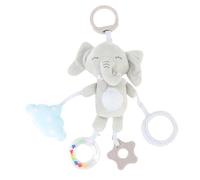 Tomotato Baby Crib Hanging Rattles Toy, Soft Elephant Teething Stroller Clip-On with BB Sound, Infant Developmental Toy for Boys Girls Gray