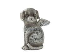 Tomotato Cat Dog Memorial Statue Forever Loved Figurine with Wings Garden Grave Marker for Loss of Pet Sympathy Handcrafted Pet Memorial Stone (Dog)