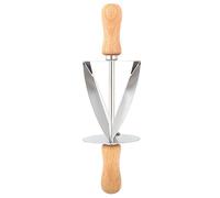 Tomotato Croissant Cutter, Stainless Steel Croissant Roller with Wooden Handle, Cake Bread Rolling Dough Cutter for Kitchen Baking