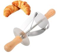 Tomotato Croissant Cutter, Stainless Steel Pastry Dough Roller with Wooden Handle for Evenly Shaped Croissants, Ideal Baking Tool for Homemade Pastries