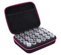 Tomotato Diamond Painting Storage Box, 30 Compartments Transparent Craft Organizer Case with Dividers for Rhinestones Beads Jewelry Making Accessories (Rose Red)