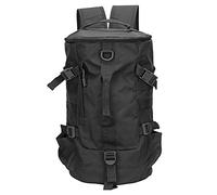 Tomotato Fishing Bag, Folding Cylindrical Large Capacity Tackle Backpack, Oxford Cloth with Multi Pocket Design, Adjustable Shoulder Straps for Outdoor Travel Camping Hi (Black)